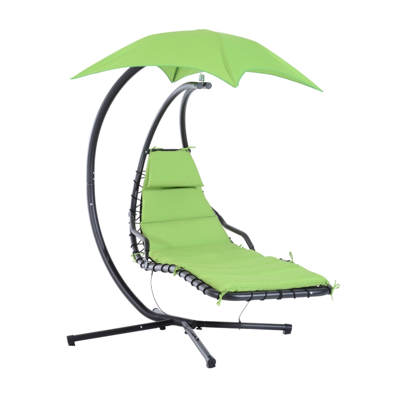Outsunny Sdraio Sospeso con Supporto e Tettuccio Verde