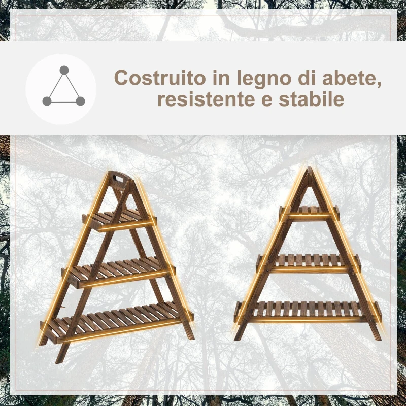 Outsunny scara ghiveci, lemn brad,  86x28x100cm maro