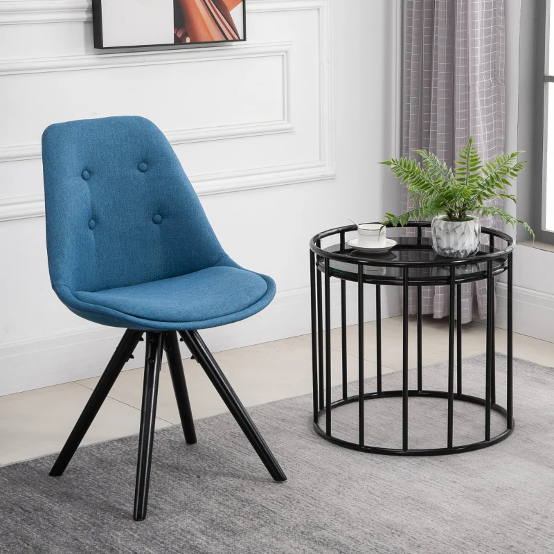HOMCOM Set 2 Piese Scaun de Pranz captusite design modern pentru sala de pranz albastru