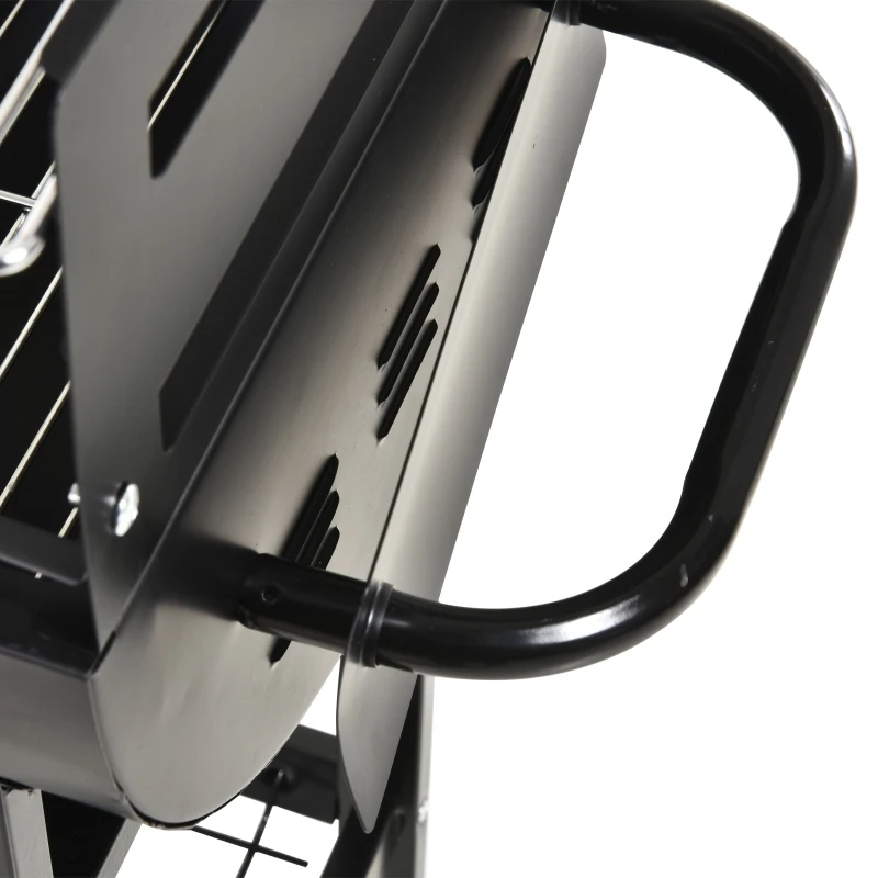 Outsunny Gratar din Otel cu 2 Grile Independente Negru 90cm x 45cm x 96cm