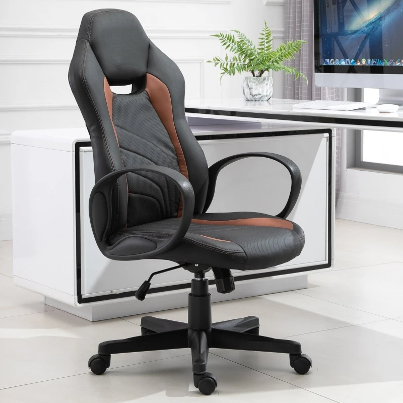 Vinsetto Scaun Ergonomic pentru Jucatori Gaming sau Birou Reglabil din Piele Maro si Neagra 62.5x69x109-119cm