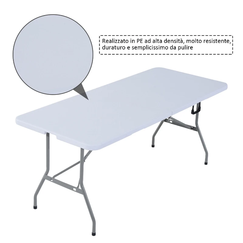 Outsunny, masa de picnic pliabila portabila, 180 x 74 x 74cm, alba