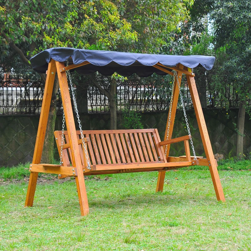 Outsunny leagan de gradina cu 3 locuri, lemn, 200x130x185 cm