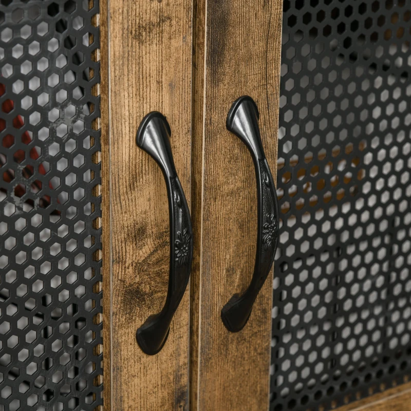HOMCOM Biblioteca Design Industrial cu 3 Etajere si Dulapior din Lemn si Metal