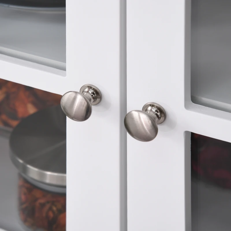 HOMCOM hoge kast keukenkast dressoir vitrinekast commode met lade glazen deuren veel opbergruimte voor keuken woonkamer MDF wit 68,6 x 40 x 164 cm