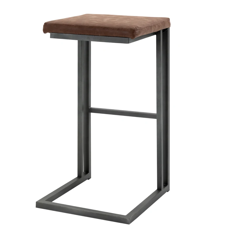 HOMCOM Set 2 Taburete de Bar Stil Vintage Industrial Imitaţie de piele şi Metal