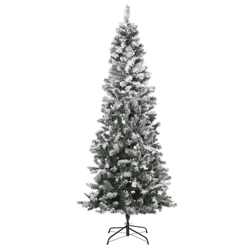 HOMCOM Brad de Craciun de 210 cm Pin artificial acoperit cu plus alb 631 de ramuri