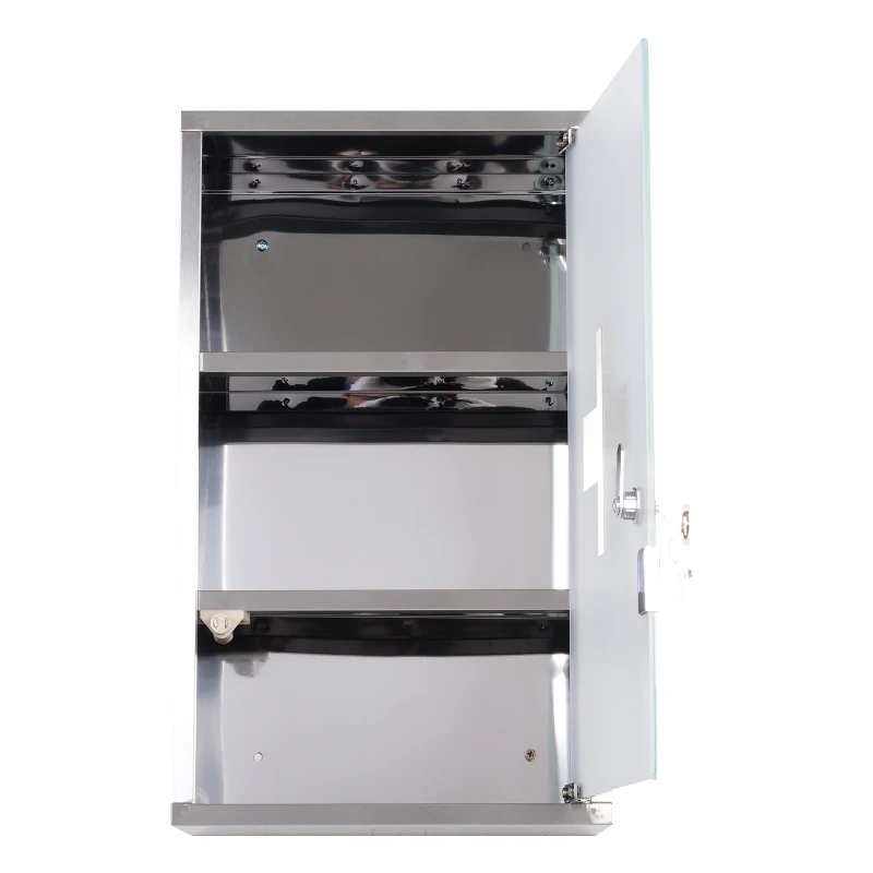 HOMCOM dulapior medicamente din inox, 50x30x18cm, argintiu