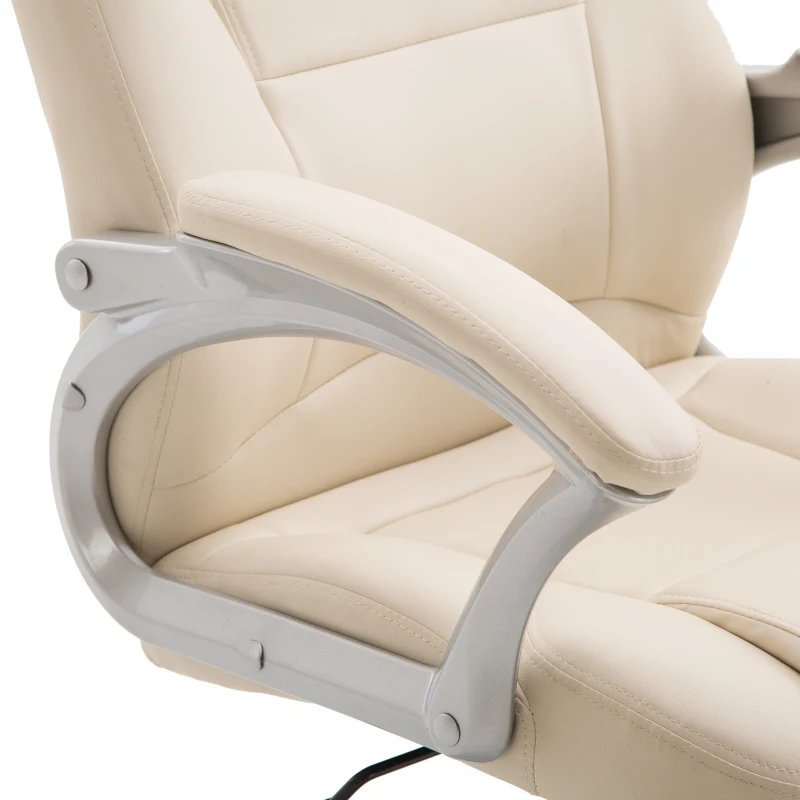 Vinsetto Fotoliu Birou Ergonomic cu Roti in Piele Naturala Bej