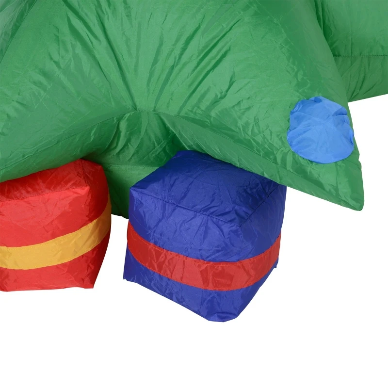 Homcom Brad de Craciun Gonflabil cu Cutii de Cadouri Lumini LED Alb 120cm