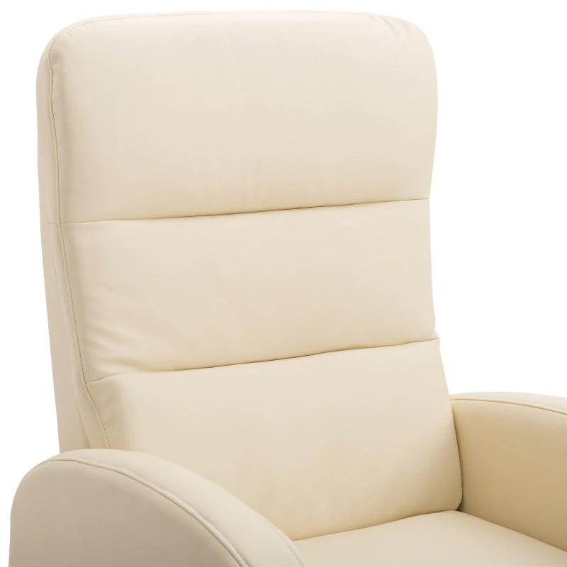 Homcom Fotoliu Relax con Spatar Rabatabil si Taburet  in Piele Ecologica Crem 67 × 89 × 110cm