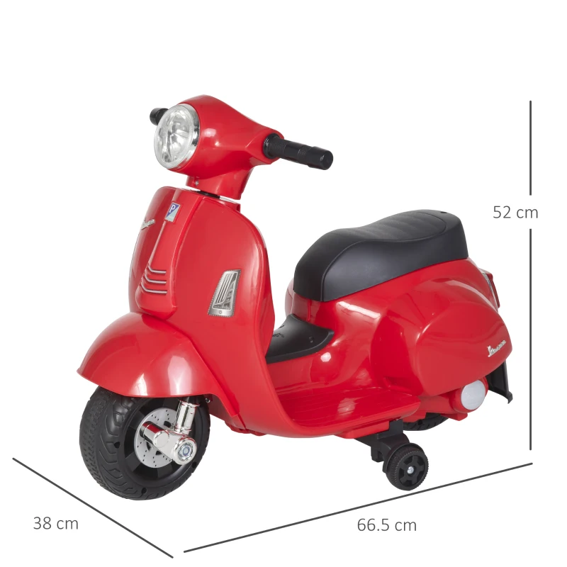 HOMCOM Motocicleta pentru Copii Brand Vespa 6V, Faruri si Claxon, 18-36 Luni(m-3)