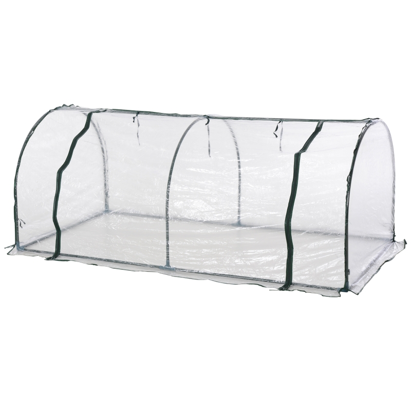 Outsunny Seră pentru Grădină tip Tunel din PVC Cadru din oțel Trasparentă, 200x100x80cm