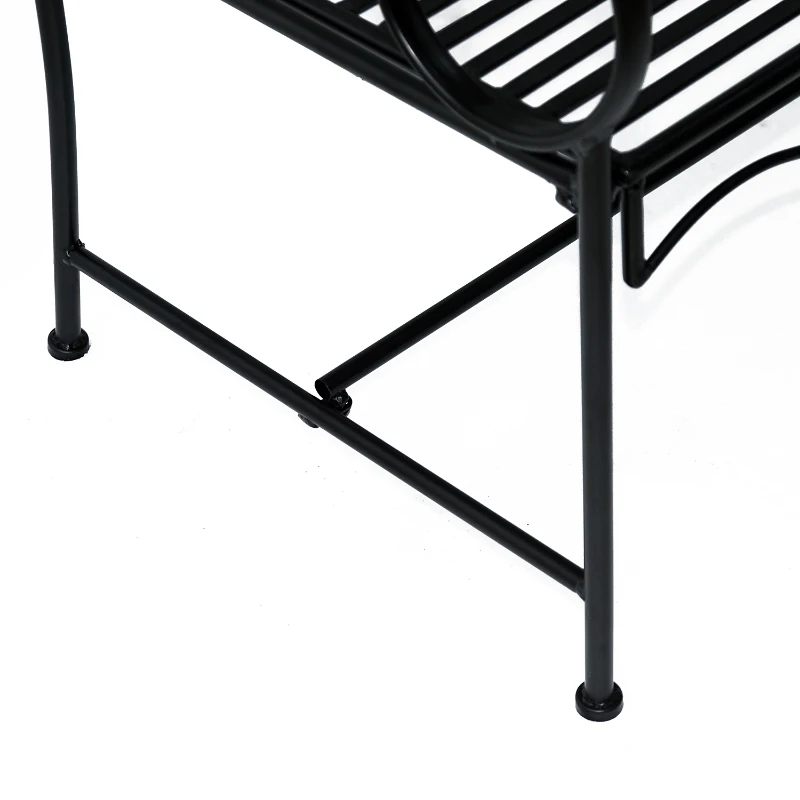 Outsunny Panchina da Giardino Biposto Stile Classico in Ferro, Nero, 113x56.5x90.5cm