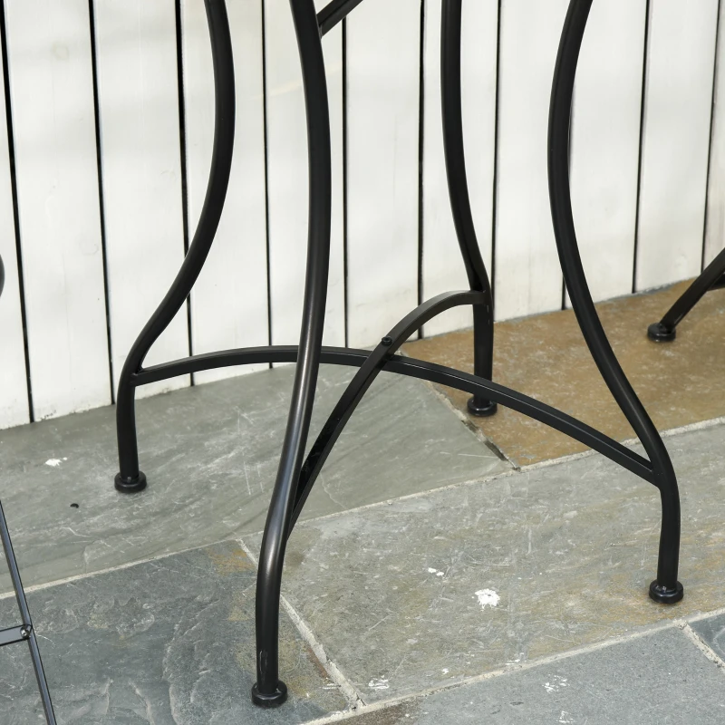 Outsunny Masuta de Gradina si Exterior din Metal si Ceramica Neagra