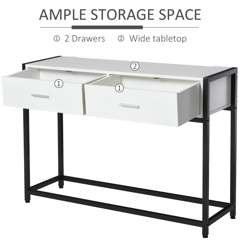HOMCOM masa consola cu 2 sertare, 120x34x81cm