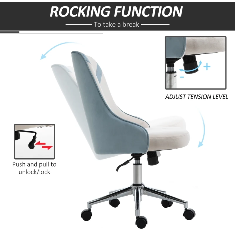 Vinsetto Scaun Rotativ Basculant pentru Birou si Casa, Inaltime Ajustabila Bej