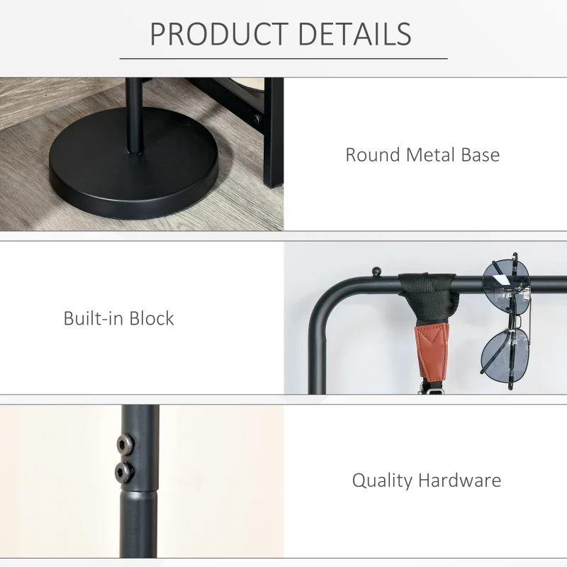 HOMCOM Suport de haine de Perete Bancuta Suport de Pantofi Stalp Pivotant la 360° din Metal Lemn