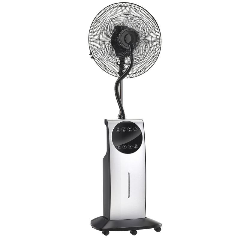 HOMCOM Ventilador Nebulizador Multidireccional Apto para Agua o Aceites Aromáticos con Programación de Apagado Automático Ф44.5x135cm