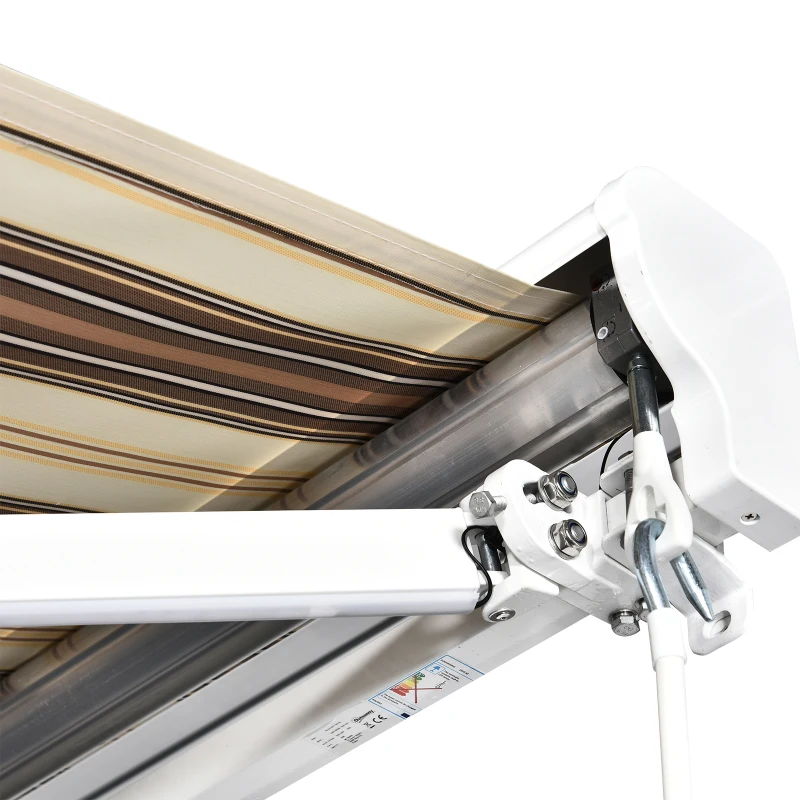 Outsunny Store banne électrique/Manuel rétractable Protection UV 50 + Aluminium Polyester imperméabilisé 2,45 x 2 (avancée) m télécommande fournie Marron Beige rayé