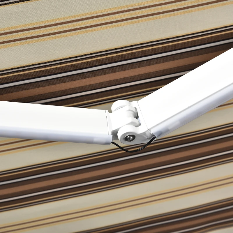 Outsunny Store banne électrique/Manuel rétractable Protection UV 50 + Aluminium Polyester imperméabilisé 2,45 x 2 (avancée) m télécommande fournie Marron Beige rayé