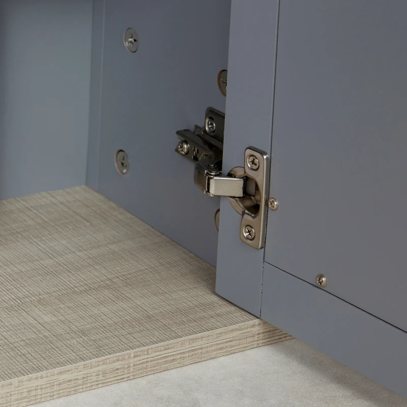 kleankin Armario de Baño con Espejo Armario Auxiliar de Pared con 1 Puerta y Estantes Ajustables Espacio de Almacenaje para Cocina Recibidor 60x19x49 cm Gris