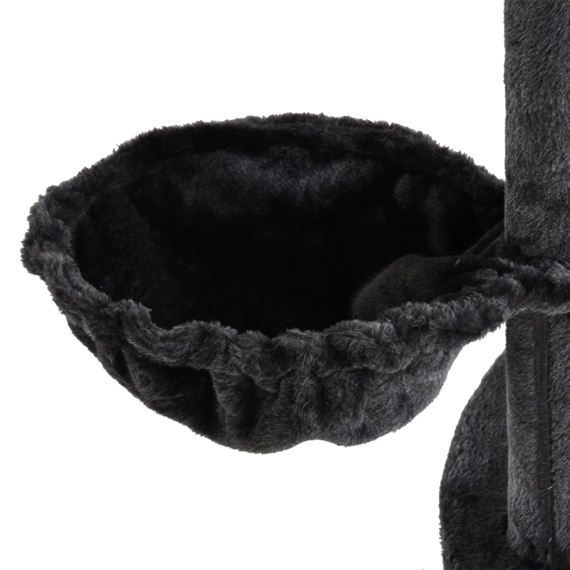 PawHut Árbol Rascador para Gatos Grande 65x50x155 cm Centro de Actividades para Mascotas con Postes Rascadores Tableros Caja Hamaca Canasta Sisal Peluche Gris Oscuro