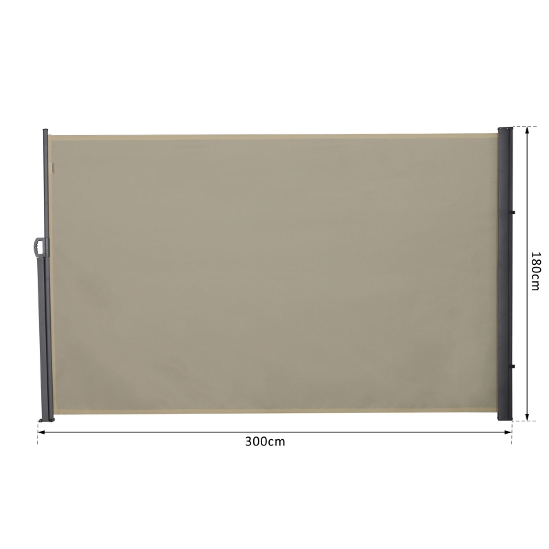 Outsunny Toldo Lateral Retráctil 300x180 cm Pantalla Enrollable Mampara de Privacidad y Protección Solar para Balcón Terraza Color Crema