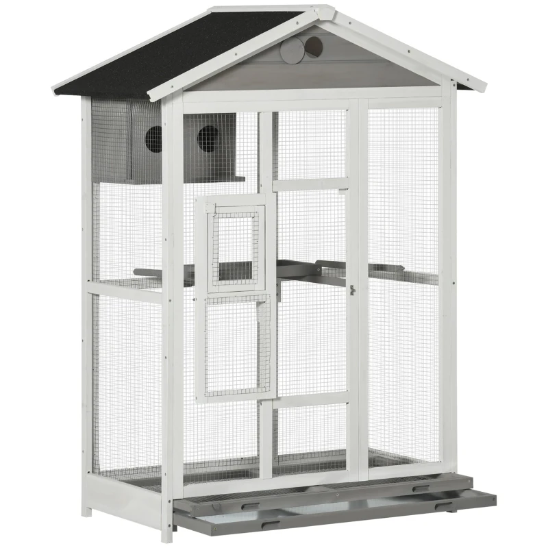 PawHut drewniana woliera dla ptaków 112 cm x 68 cm x 154 cm