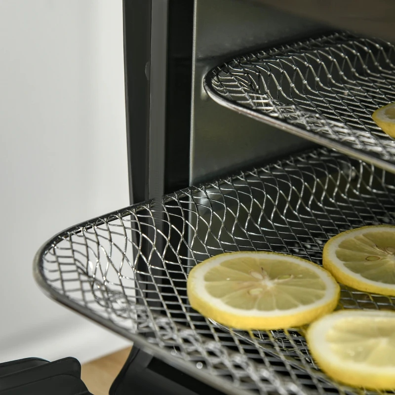 HOMCOM Fritadeira sem Óleo 1800W 11L Forno de Ar Quente com 8 Programas Tela Tátil LED Temporizador Desidratador e Acessórios Incluídos 32x35,6x37,9 cm Preto