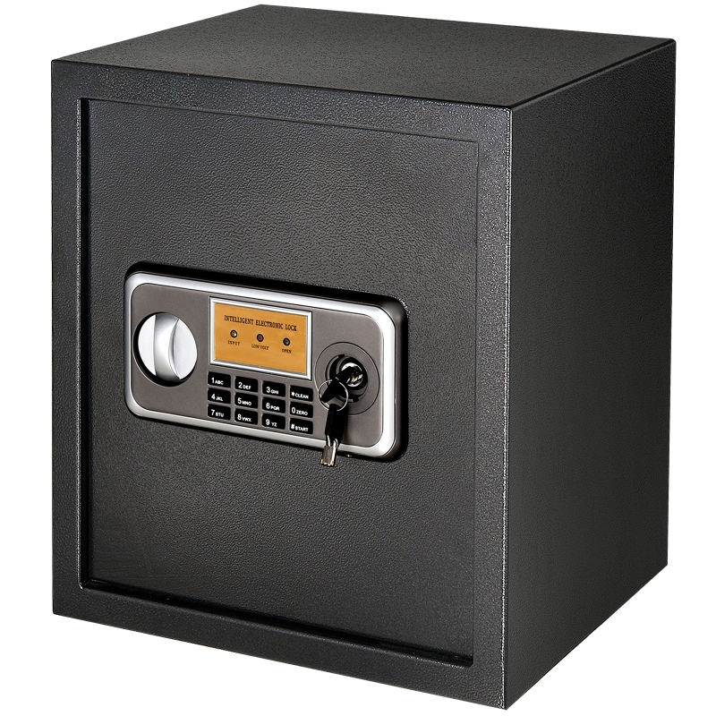HOMCOM Caja fuerte Electrónica Sólida Caja de Seguridad con Llave 2 Códigos para Casa Oficina Capacidad de 32 L Acero 35x30x39,3 cm Negro
