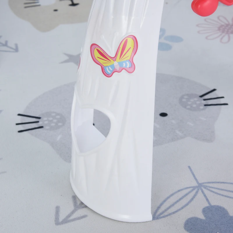 HOMCOM Tocador de Juguete para Niños +3 Años con  29 Piezas Taburete Función de Música Luces Centro de Belleza Infantil 49,5x23,5x69,5 cm Azul