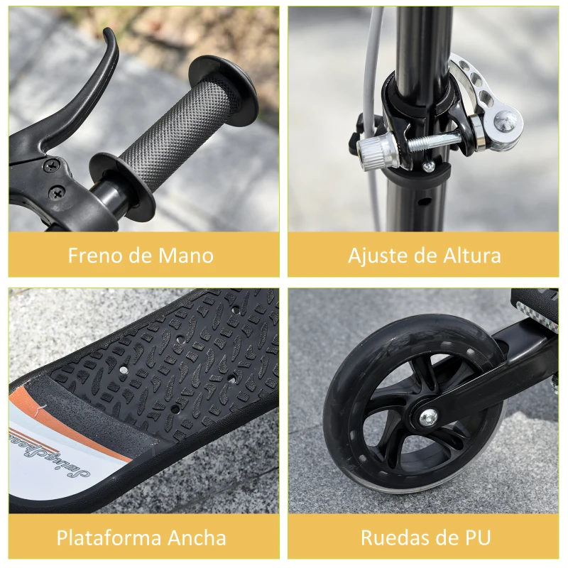 HOMCOM Patinete Scooter de 3 Ruedas Plegable Scooter de Oscilación de Reductor para Niños +4 Años con Freno Manillar Ajustable Carga 60kg Negro