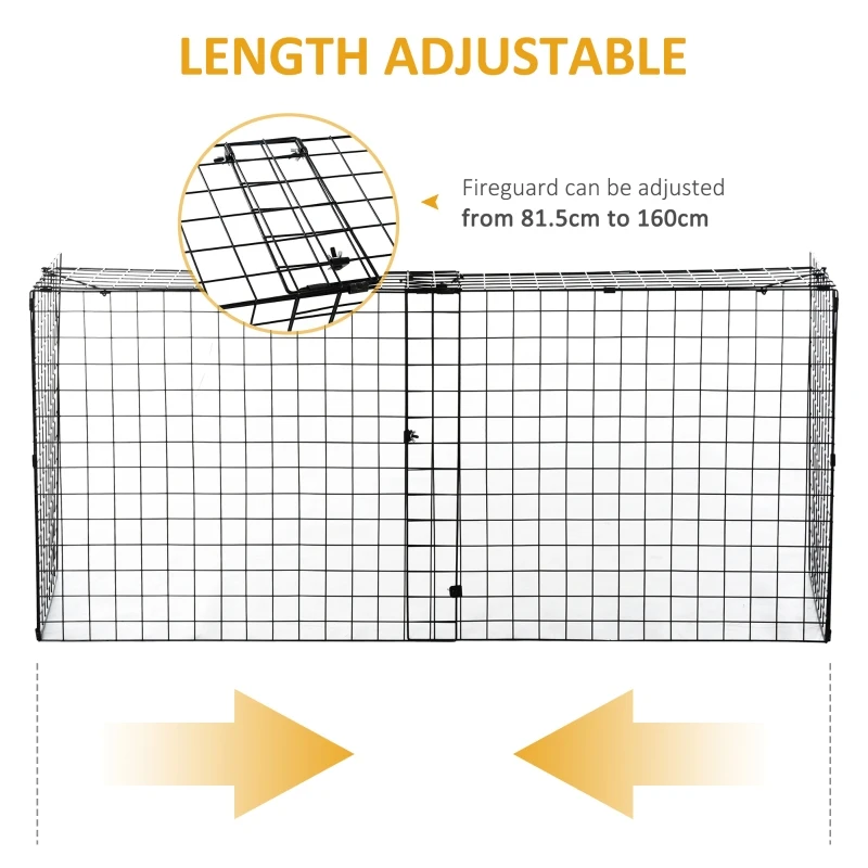 HOMCOM Extendable Fire Guard Screen, Freestanding Fire Screen Spark Guard, Folding Fireplace Cover, Wire Mesh, 81.5-160cm, Black