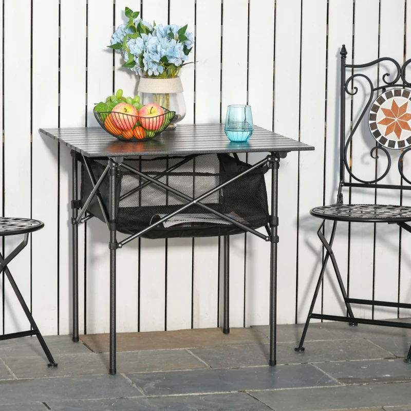 Outsunny aluminium klaptafel 70 cm x 70 cm x 69 cm
