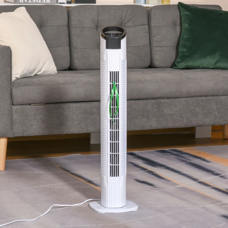 HOMCOM wentylator kolumnowy z pilotem oscylacja 70° wentylator stojący 78,5 cm wentylator wieżowy 50 W 3 tryby i 3 prędkości kolor czarny + biały