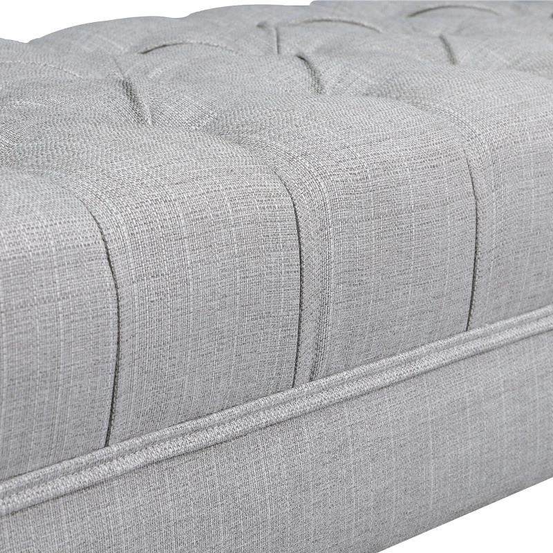 HOMCOM Polsterbank Sitzbank Truhenbank Lounge Retro, Leinen+Metall, Grau, L108xB44xH44cm