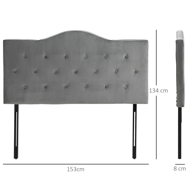 HOMCOM Kopfteil für Bett gepolstert in grau Pappel Polyester 137 x 8 x 134 cm