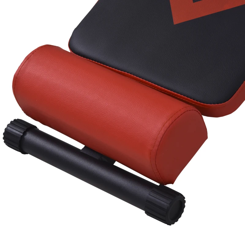 HOMCOM Sit Up Bank Bauchtrainer mit Trainingsseile Trainingsbank Multifunktion Verstellbar&klappbar 120 kg Belastbarkeit Stahl Schwarz+Rot 135 x 48 x 68 cm