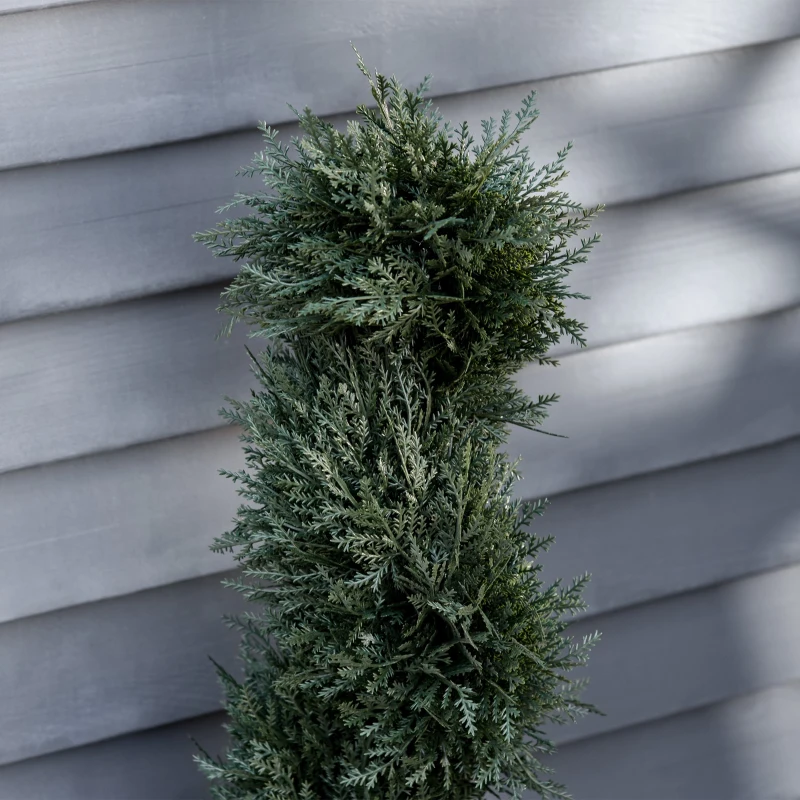 Outsunny künstliche Spiralpflanzen Spiral Zederbaum mit Topf 90cm Topiary Zeder für Außen- und Innendekoration Dunkelgrün