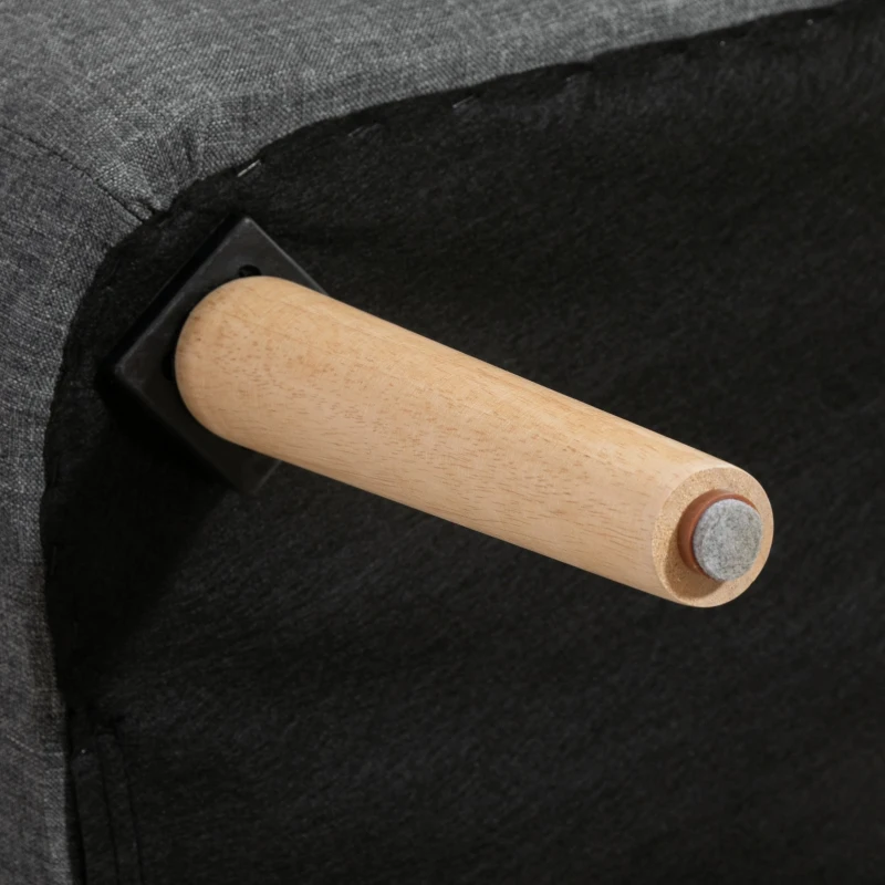 HOMCOM 2-Sitzer Couch Stoffsofa Polstersofa Sitzmöbel Holz dunkelgrau 117 x 56,5 x 77 cm