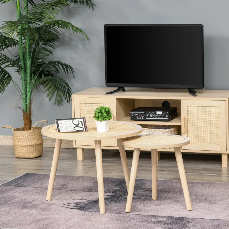 HOMCOM set van 2 salontafels met rotan