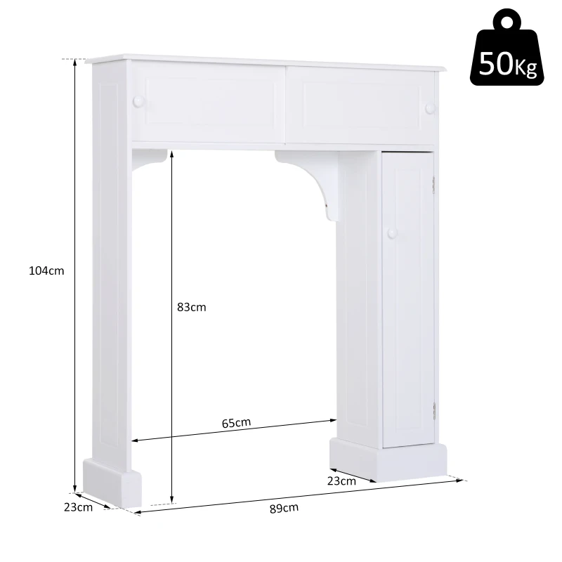 HOMCOM Toilettenregal Toilettenschrank Überbauschrank Anti-Kipp Viel Stauraum MDF Weiß 89 x 23 x 104 cm