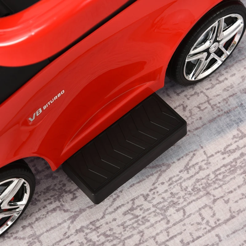 HOMCOM Samochód Mercedes Benz dla dzieci jeździk drążek do pchania i trzymania z oparciem (czerwony)