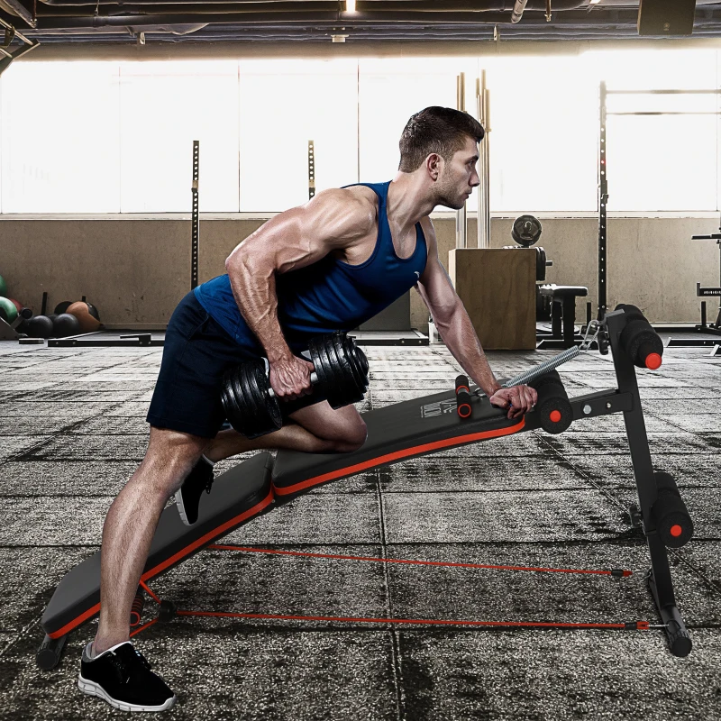 Ławka do brzuszków HOMCOM trenażer brzucha z linkami treningowymi