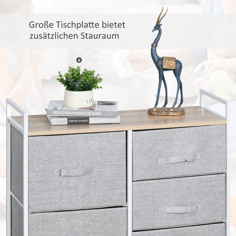 Szafka z szufladami szafka do przechowywania komoda z materiału z 5 szufladami z materiału szary