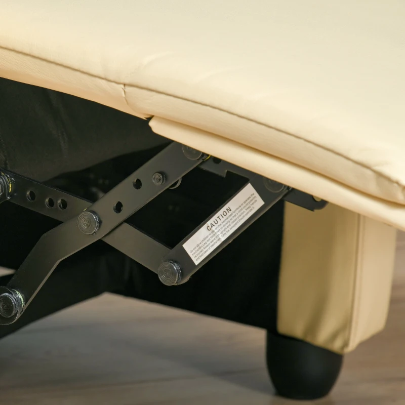 HOMCOM Fotel Fotel wypoczynkowy Fotel telewizyjny Fotel z funkcją rozkładania Sztuczna skóra (kremowy)