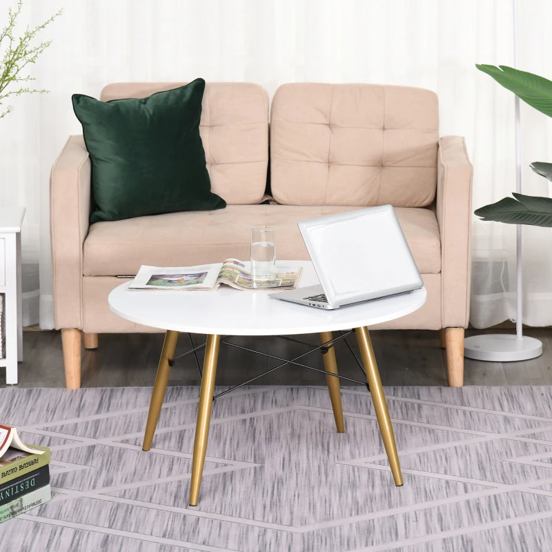 HOMCOM® ŁAWA STOLIK KAWOWY NOCNY OKRĄGŁY drewno + metal