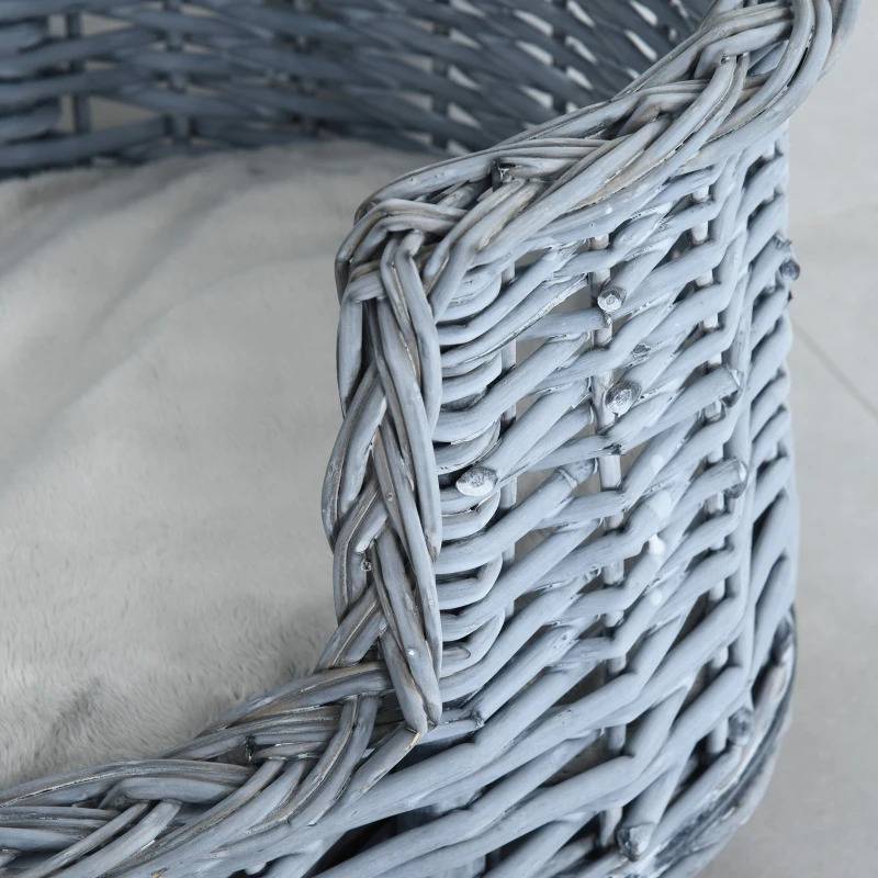 PawHut Hundesofa Haustiersofa Hundebett Katzensofa Weichem Bezug Katzensofa Weide Plüsch Grau 71 x 40 x 31 cm