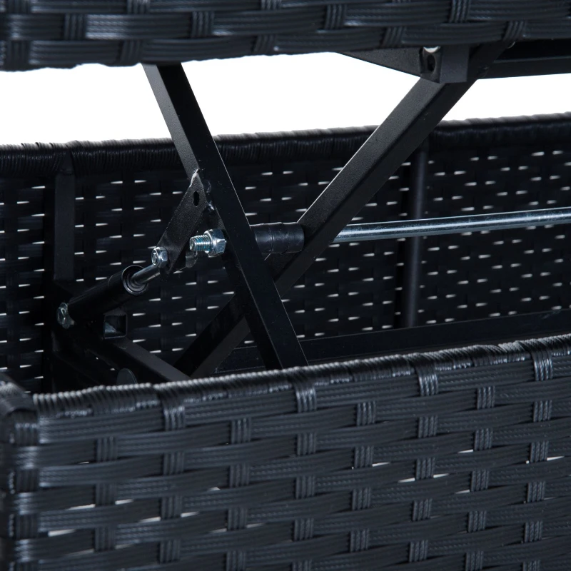 Outsunny® 4-ELEMENTOWY ZESTAW MEBLI OGRODOWYCH Z PODUSZKAMI polirattan czarny 1 x SOFA DWUOSOBOWA 1 X STOLIK 2 x STOŁEK